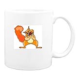 Mug with squirrel, nut, eating