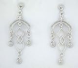 14K White Gold Chandelier Earrings With Diamond Accents