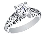 CERTIFIED Solitaire Engagement Ring 1.59 Carat (ctw) VS1-VS2 Diamond in 14K White Gold