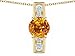 2.05 cts 925 Sterling Silver 14K Yellow Gold Plated Genuine Round Citrine Pendant