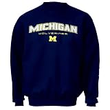 Michigan Wolverines Navy Bevel Square Crew Sweatshirt