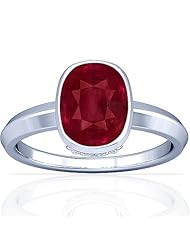18K White Gold Cushion Cut Ruby Solitaire Ring