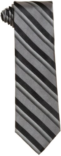 Calvin Klein Men's Steel Silver Spun Stripe Neck Tie