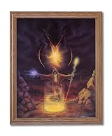Magical Wizard Fire Dragon # 3 Fantasy Home Decor Wall Picture Oak Framed Art Print