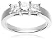 14k White or Yellow Gold Princess-Cut 3-Stone Diamond Ring (1 cttw, I-J Color, I1-I2 Clarity)