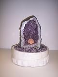 Aqua Amethyst Geode Fountain With Light And Crystal Sphere.