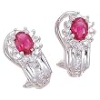 14K White Gold Ruby and Diamond Earrings