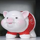 DETROIT RED WINGS Traditional Ceramic PIGGY BANK (6 3/4" x 6 1/2" x 10") by Memory Company