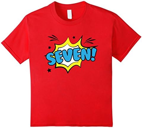 Kids SEVEN 7th Birthday Boy Girl Gift T-Shirt Superhero 7 Seventh 8 Red