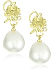 Vibes "Fairytale" 18 Karat Gold, White South Sea Pearl and Diamond Earrings