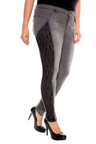 Torrid Plus Size Boom Boom Jeans - Grey and Black Lace Skinny Jean Torrid Plus Size Boom Boom Jeans - Grey and Black Lace Skinny Jean
