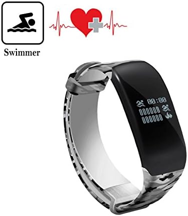 (For Swimmer)Waterpoof Sport Heart Bracelet Swimming Fitness Tracker Bluetooth Touch Screen SmartBand With Steps Tracking Calories Burned Sleep Heart Rate Monitor Swimming time for Android IOS(Gray )