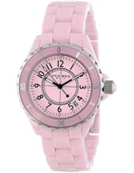 Akribos XXIV Womens AKR485PK Ceramic Bracelet Diamond Watch