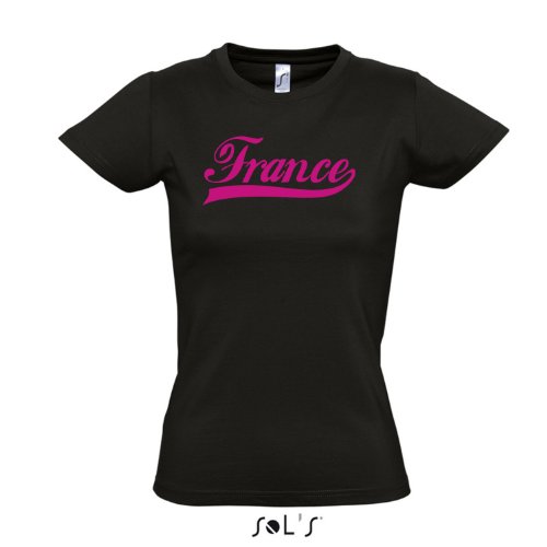 Damen T-Shirt – Frankreich Oldschool France LÄNDERSHIRT EM / WM FAN Trikot S-XXL , Deep black – pink , L