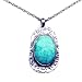 Sterling Silver Hammered Reticulated Turquoise Pendant, MADE IN AMERICA