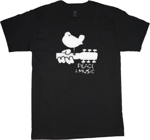Woodstock design T-shirt mens black tee shirt peace and music