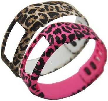 Sankit sport fitness 2PC Colorful New Style Replacement Wrist Band for Garmin Vivofit Wristband (No tracker, Replacement Bands Only) (brown Leopard +Pink Leopard )