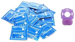 Trojan-Enz Condoms Variety Pack and Deluxe Vibrating Stay Hard Cock Ring