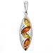 Certified Genuine Multicolor Amber and Sterling Silver Marquise Pendant