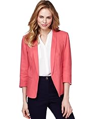 Linen Blend Shawl Collar Jacket