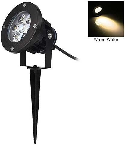 LED Lawn Light Outdoor Landscape Metal Spot Light 5 leds Lamps with 110V AC Power Plug for Outdoor Garden Christmas Decoration (7W Warm White)