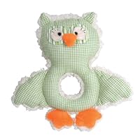Stephan Baby Shabby Owl Shaggy Sherpa and Gingham Rattle, Green
