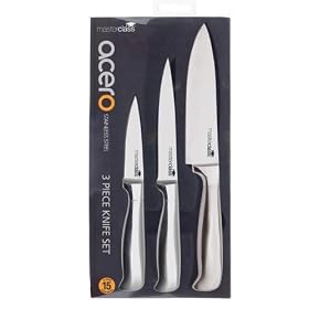 Master Class Acero Three Piece Knife Set, Acetate Display Pack