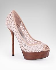 Chantel Lace Leather Stacked Pump