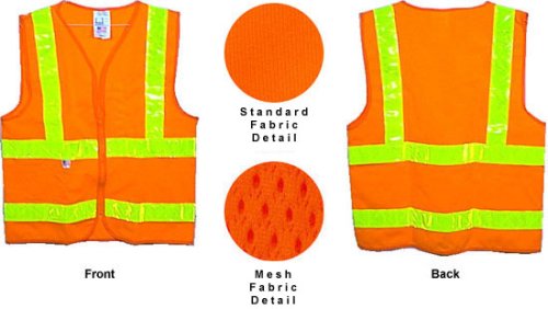 Class Two, ANSI 2004 Double Striped Sleeveless, MESH ORANGE Safety Vests with Lime stripes -4XL