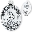 Sterling Silver Saint Christopher Mens-Boys Basketball Medal and 24-inch Chain
