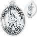 Sterling Silver Saint Christopher Mens-Boys Basketball Medal and 24-inch Chain