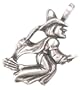 Flying Broomstick Witch Pewter Pendant Necklace