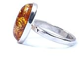 Hanfords of London Amber & Sterling Silver Handmade Ring; Size 5 1/2