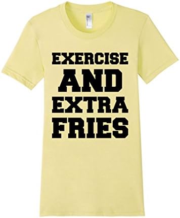 Funny T Shirts - Exercise &amp; Extra Fries T Shirt - Female Large - Lemon