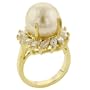 Size 6 Acrylic Pearl Cz Sunburst Fashion Jewelry Ring