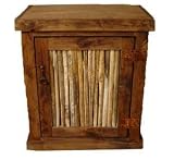 Single Door Rustic Alder Litterbox Cabinet with Sagauro Ribs : Finish FINISH A : Hinge HINGE ON LEFT : Opening RIGHT & LEFT OPENING