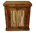 Single Door Rustic Alder Litterbox Cabinet with Sagauro Ribs : Finish UNFINISHED : Hinge HINGE ON LEFT : Opening LEFT OPENING