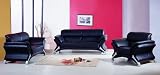 Review A2ZHomeCenter 73Blk / Gorgeous Modern Contemporary Black Leather Living Room Set: Sofa Loveseat Chair