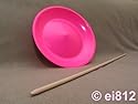 Kunststoff Jonglierteller, 22cm, neon-pink + Holzstab