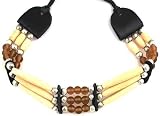 Brown Beaded Bone, Leather and Glass Choker Native American Inspired Necklace Pendant Women's Men's Jewelry