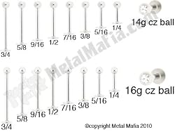 EXTERNALLY THREADED CLEAR GEM LABRETS LBCL141/2 -14G 1/2" 4MM BALL