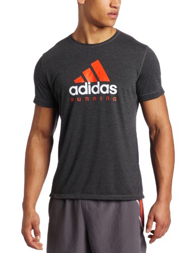 adidas Men's Eqt 10 Short-Sleeve Graphic H Short-Sleeve Top, Dark Grey Heather/High Energy/White, Medium