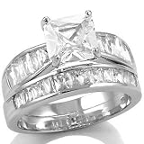 Ideal Cubic Zirconia Silver Wedding Ring Set