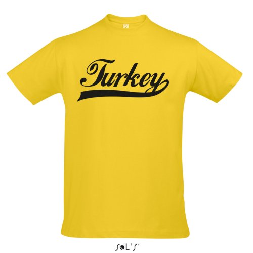 T-Shirt – Turkey Oldschool Türkei LÄNDERSHIRT EM / WM FAN Trikot S-XXL , Gold – schwarz , M