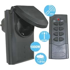 Funksteckdose mit Deckel IP44 f�r Innen und Aussen schwarz Set Fernbedienung mit Dose