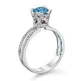 1 1/2 ct, Blue Color, SI2 Clarity, Certified, Round Cut, Diamond Engagement Ring in 14K Gold / White
