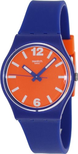 Swatch Originals In Motorino Orange Dial Blue Silicone Mens Watch GN234