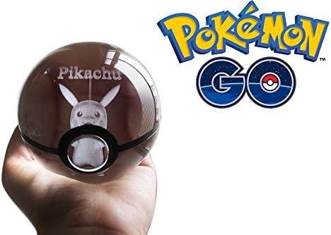 Pokemon Go Pikachu Engrave Laser Crystal 3D Led Light, Lamp, With its name inside (Color Light, Led Color Changer, Pikachu Toy) with Elegant Pokemon Gifts Box Include