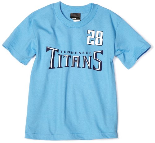 NFL Boys' Tennessee Titans Chris Johnson 8-20 Name & Number Tee Shirt (Blue, Large)