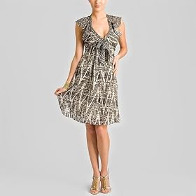 BCBGMAXAZRIA Black and Vapor Abstract Silk Dress, Small